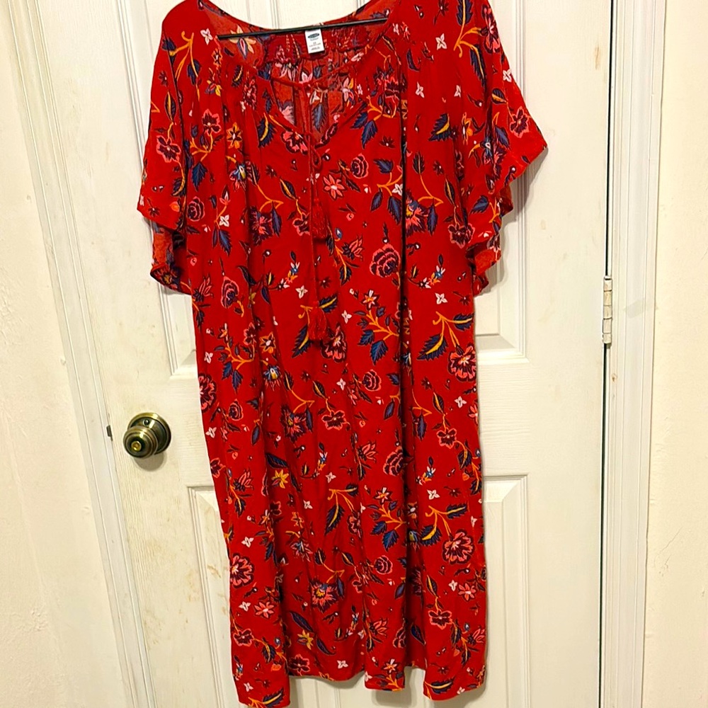 Old Navy Red Floral Women's Dress Sz 2X